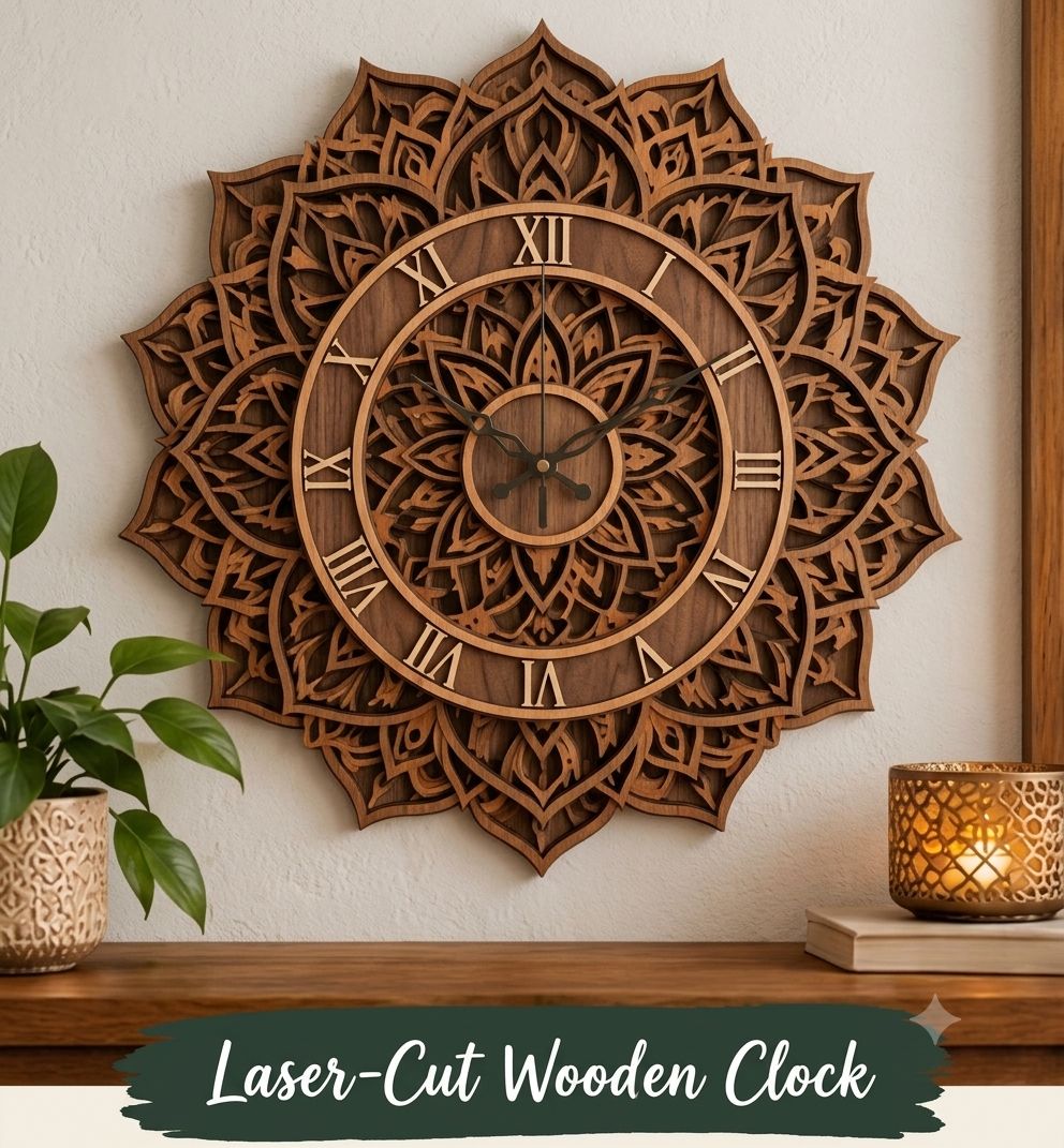 Laser cut Wooden Clock